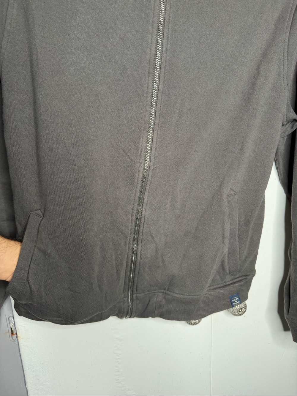 Lucky Brand Men's Zip-Up Sweatshirt Bomber Jacket Size Large Gray 100 cotton - Picture 2 of 13